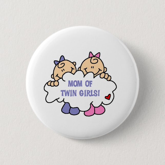 Badge Rond 5 Cm Maman des filles jumelles (Devant)