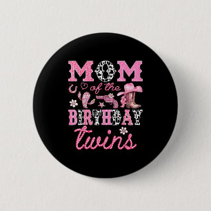 Badge Rond 5 Cm Maman des jumeaux d'anniversaire Cowgirl Rodeo Wes