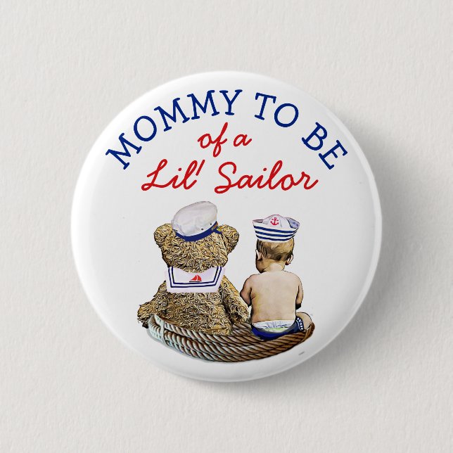 Badge Rond 5 Cm Maman d'être un Baby shower nautique de Lil' Sailo (Devant)