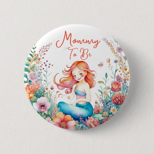 Badge Rond 5 Cm Maman doit être Baby shower de sirène