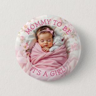 Badge Rond 5 Cm Maman doit être C'est un Baby shower de fille