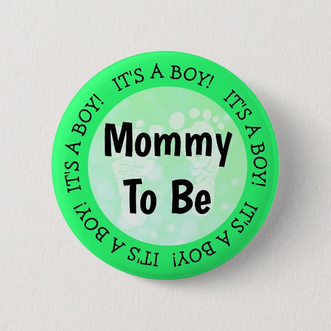 Badge Rond 5 Cm Maman doit être le bouton Baby shower vert (Devant)