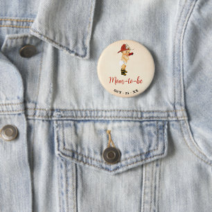 Badge Rond 5 Cm Maman doit être petit pompier Baby shower bouton