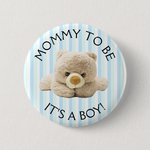 Badge Rond 5 Cm Maman doit être "Teddy Bear" Bouton Baby shower bl