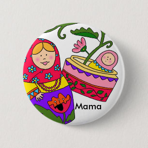 Badge Rond 5 Cm Maman du bébé de Matryoshka nouvelle