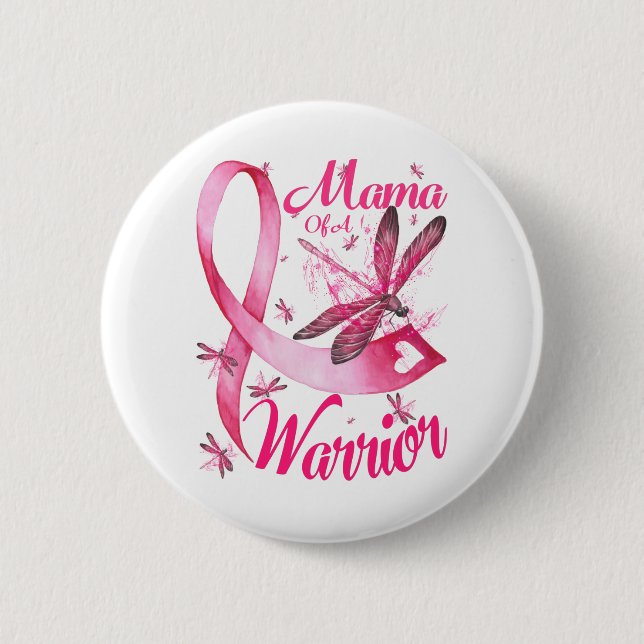 Badge Rond 5 Cm Maman d'un guerrier Libellule Sensibilisation au c (Devant)