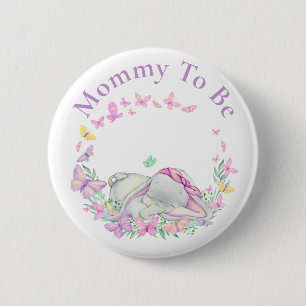 Badge Rond 5 Cm Maman éléphante pour être Button papillon