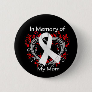 Badge Rond 5 Cm Maman - En mémoire Cancer du Poumon Coeur