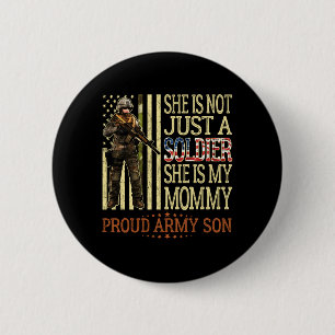 Badge Rond 5 Cm Maman est un héros soldat - Fils de l'armée fier M