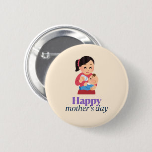Badge Rond 5 Cm Maman et bébé, jour de mère heureuse