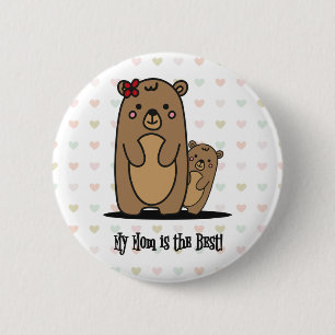 Badge Rond 5 Cm Maman et bébé ours Bouton Meilleure maman