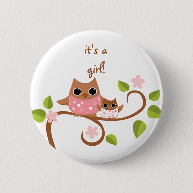 Badge Rond 5 Cm Maman et Chouettes pour bébés (Devant)