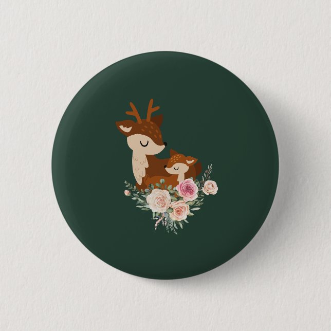 Badge Rond 5 Cm Maman et fawn bouton (Devant)