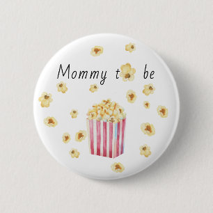 Badge Rond 5 Cm maman être Watercolor Popcorn Baby shower