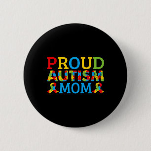 Badge Rond 5 Cm Maman fière porte des pièces de puzzle colorées po