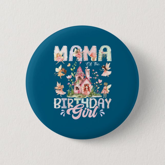Badge Rond 5 Cm Maman Fille d'anniversaire Fée Magique Graphisme (Devant)