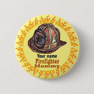Badge Rond 5 Cm Maman FireFighter