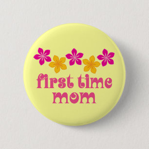 Badge Rond 5 Cm Maman florale de première fois