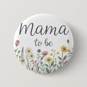 Badge Rond 5 Cm Maman future fleur sauvage colorée Baby Shower Flo