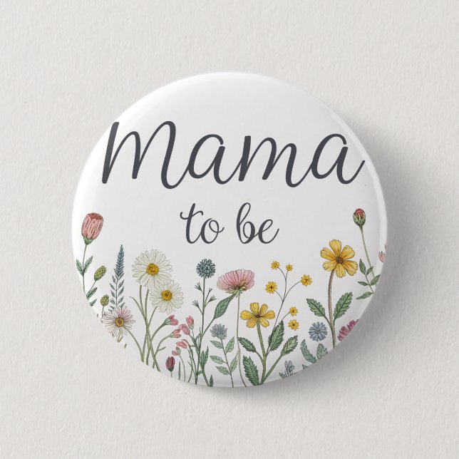 Badge Rond 5 Cm Maman future fleur sauvage colorée Baby Shower Flo (Devant)