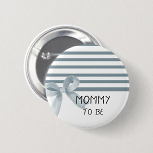 Badge Rond 5 Cm Maman future mignonne avec un nœud aquarelle bleu