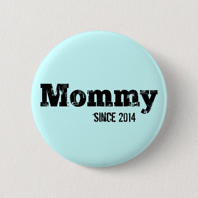 Badge Rond 5 Cm Maman grunge depuis 2014, bleu-clair (Devant)