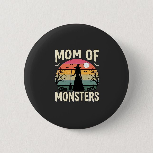Badge Rond 5 Cm Maman Halloween de monstres sorcière coucher de so (Devant)