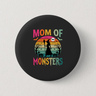 Badge Rond 5 Cm Maman Halloween de sorcière de coucher de soleil d