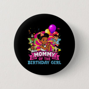 Badge Rond 5 Cm Maman La Fille D'anniversaire Fête Rose Poupée Fam