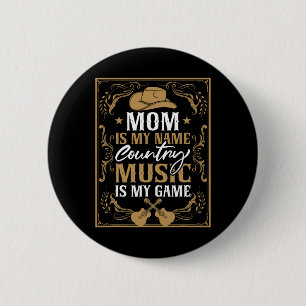 Badge Rond 5 Cm Maman Musique Country Guitare Ligne Danser