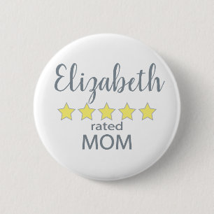 Badge Rond 5 Cm Maman notée 5 étoiles