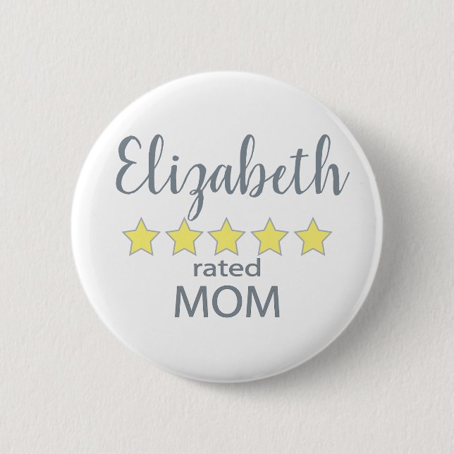 Badge Rond 5 Cm Maman notée 5 étoiles (Devant)