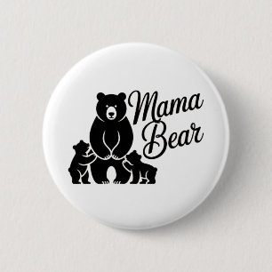 Badge Rond 5 Cm Maman Ourse avec Oursons Famille d'Ours Mignonne