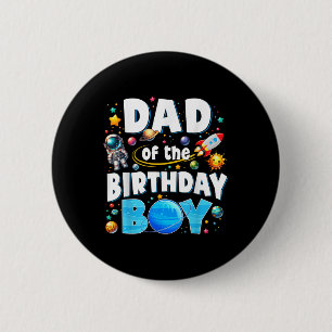 Badge Rond 5 Cm Maman Papa De L'Anniversaire Garçon Astronaut Espa