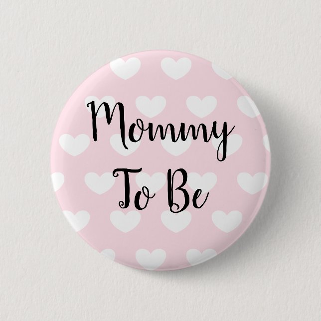 Badge Rond 5 Cm Maman pour être Baby shower de Coeurs Rose (Devant)