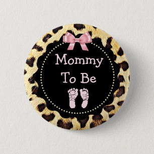 Badge Rond 5 Cm Maman pour être Baby shower Empreinte de léopard
