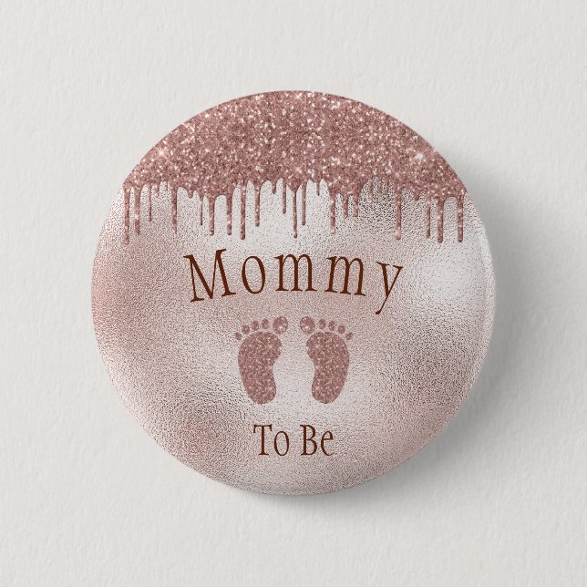Badge Rond 5 Cm Maman Pour Être Baby shower Rose Fille Bébé Pieds  (Devant)