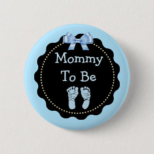 Badge Rond 5 Cm Maman pour être bleu et noir Baby shower