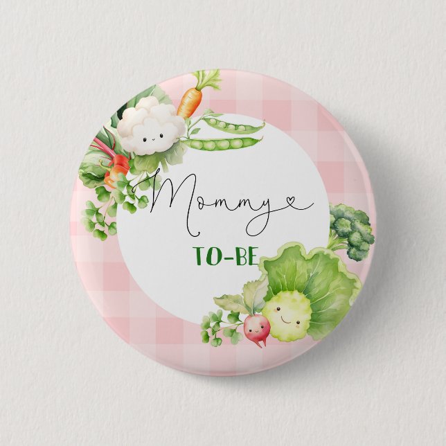 Badge Rond 5 Cm Maman pour être des légumes rose pâtisserie locale (Devant)