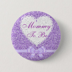 Badge Rond 5 Cm Maman pourpre d'arc à être bouton de baby shower