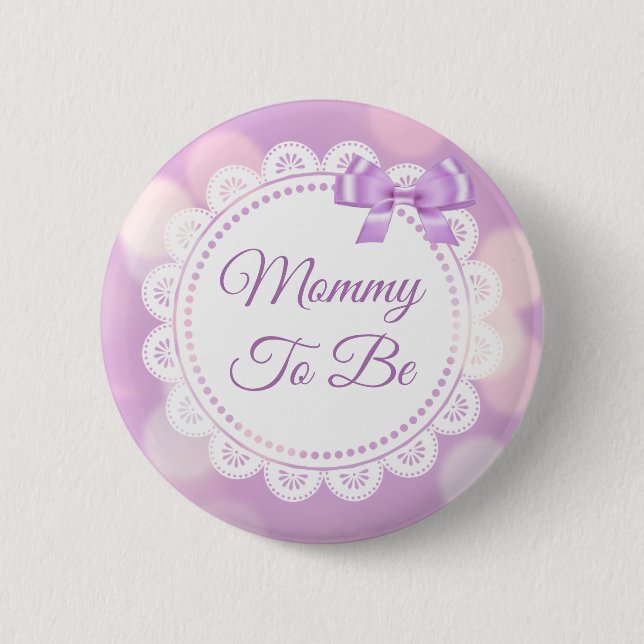 Badge Rond 5 Cm Maman pourpre pour être Baby shower (Devant)