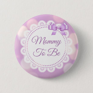 Badge Rond 5 Cm Maman pourpre pour être Baby shower