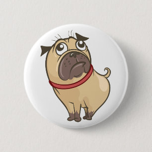 Badge Rond 5 Cm Maman Pug mignonne Papa Chien Chiens Cartoon
