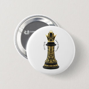 Badge Rond 5 Cm MAMAN Reine de ma vie, Écriture Dorée Échiquier No