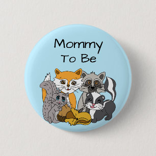 Badge Rond 5 Cm Maman sera Bois Forêt Animaux Baby shower Bu
