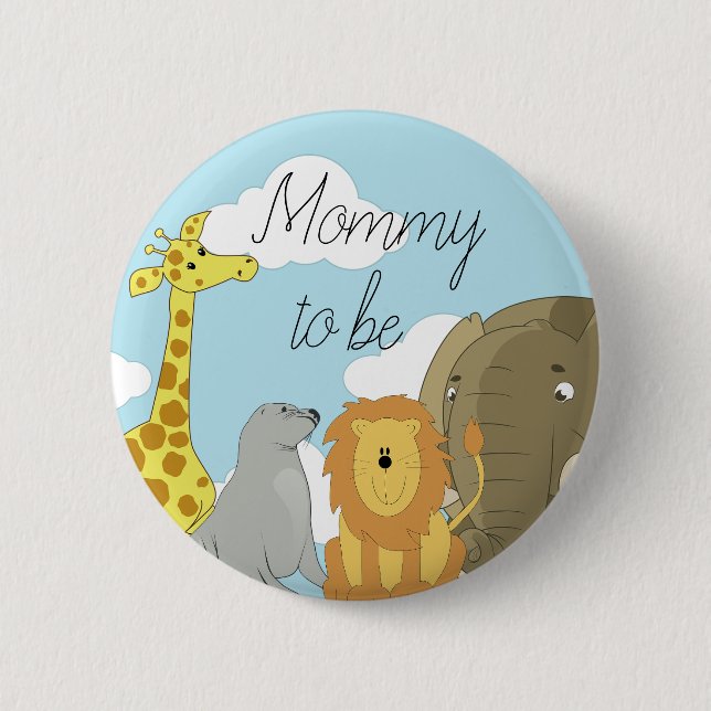 Badge Rond 5 Cm Maman sera le Baby shower des animaux de la jungle (Devant)