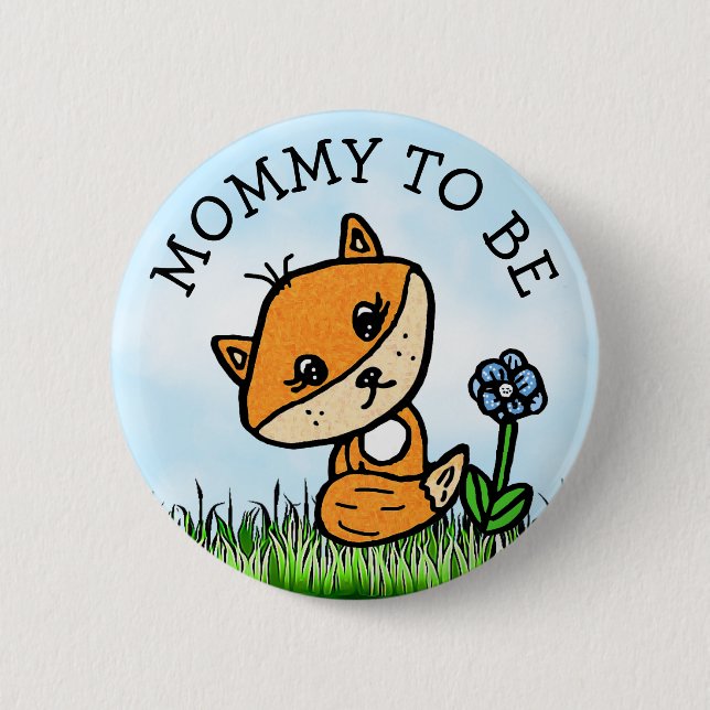 Badge Rond 5 Cm Maman sera le Baby shower Little Fox (Devant)