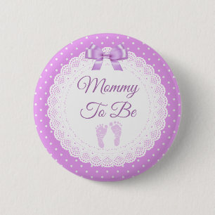 Badge Rond 5 Cm Maman sera le Baby shower pourpre de la fille
