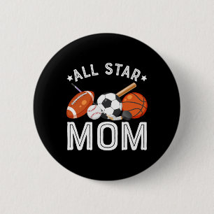 Badge Rond 5 Cm Maman Star Du Garçon D'anniversaire Sketll Footbal