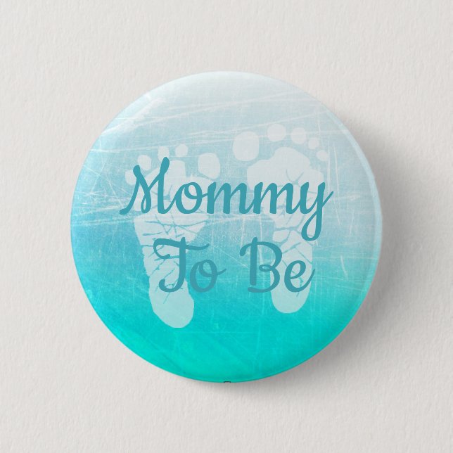 Badge Rond 5 Cm Maman to be Blue Boy Baby shower bouton (Devant)